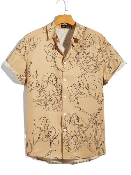 men floral print shirt 352k#, White;black