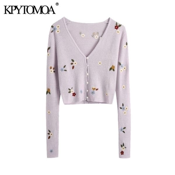 kpytomoa women fashion floral embroidery cropped knitted cardigan sweater vintage long sleeve female outerwear chic y200915, White;black
kpytomoa women fashion floral embroidery cropped knitted cardigan sweater vintage long sleeve female outerwear chic y200915, White;black