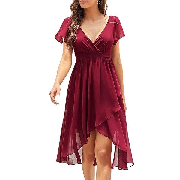 women's chiffon dress knee length dress wine short sleeve solid color layered ruched plus high low summer v neck elegant casual 2022 s, Black;gray
women's chiffon dress knee length dress wine short sleeve solid color layered ruched plus high low summer v neck elegant casual 2022 s, Black;gray