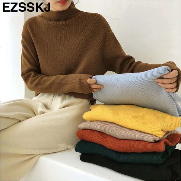 half high collar chic korean loose lazy autumn winter sweater soft bottoming sweater pullovers women female winter basic jumper y200116, White;black
half high collar chic korean loose lazy autumn winter sweater soft bottoming sweater pullovers women female winter basic jumper y200116, White;black
