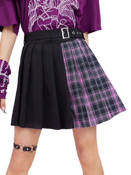 romwe contrast plaid pleated grommet eyelet skirt u4wf#, Black
romwe contrast plaid pleated grommet eyelet skirt u4wf#, Black