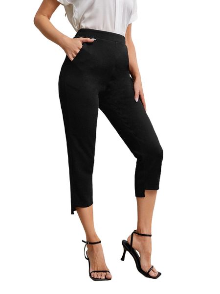 emery rose dip hem capri pants v3ml#, Black;white
emery rose dip hem capri pants v3ml#, Black;white