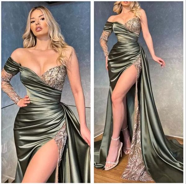 2022 elegant satin prom dresses long sleeves sequin lace one shoulder high split formal party evening gowns bc1140 b0417q, Black
2022 elegant satin prom dresses long sleeves sequin lace one shoulder high split formal party evening gowns bc1140 b0417q, Black