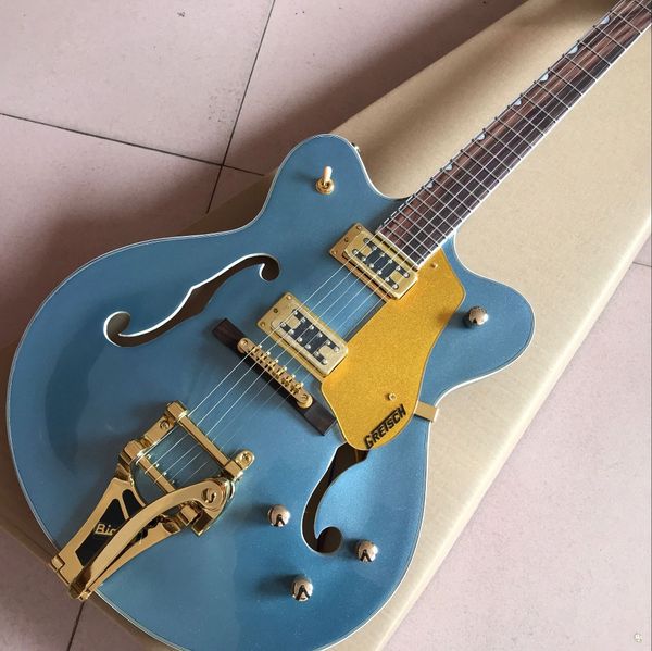 custom shop f hollow body jazz guitar blue color jazz electric guitar with vibrato system
custom shop f hollow body jazz guitar blue color jazz electric guitar with vibrato system