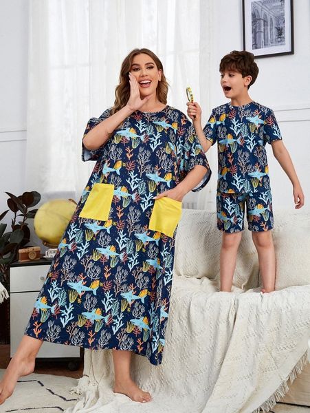 plus 1pc animal & plants print night dress i9qt#, Black;white
plus 1pc animal & plants print night dress i9qt#, Black;white