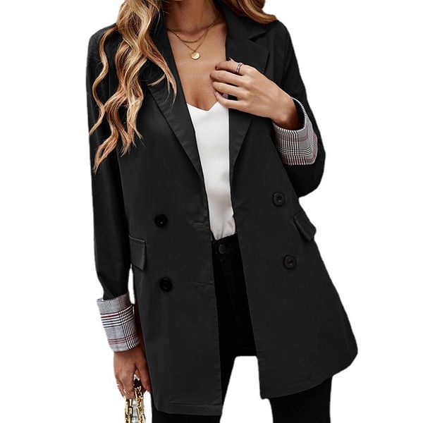 women loose blazer solid color lapel button slim fit suit jacket coats, White;black
women loose blazer solid color lapel button slim fit suit jacket coats, White;black