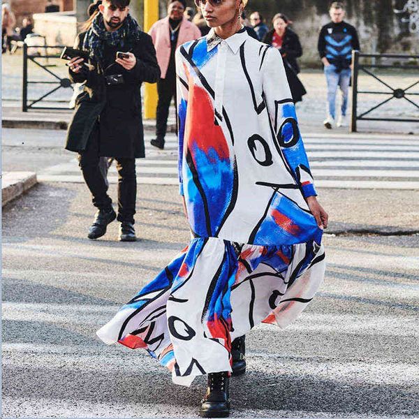 prom luxury designer women's dresses 2022 summer fashion multi-color stitching long sleeve loose large swing printed dresses, Black
prom luxury designer women's dresses 2022 summer fashion multi-color stitching long sleeve loose large swing printed dresses, Black