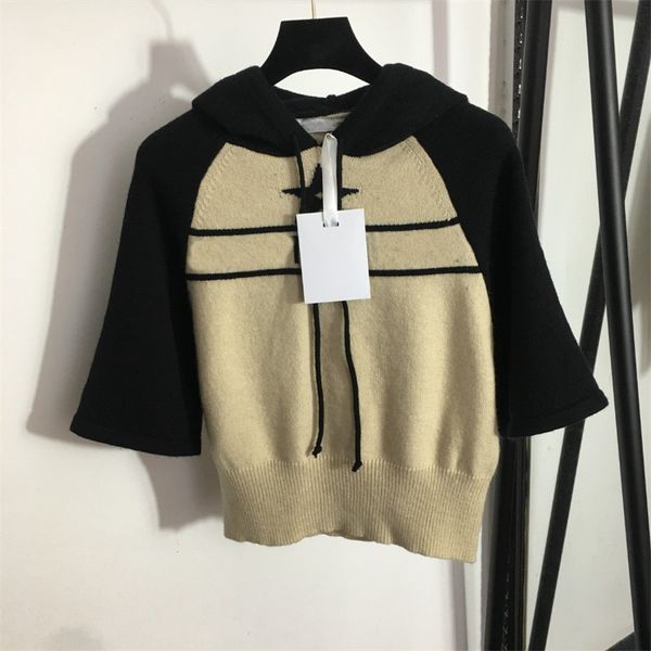 women's knits brown star round collar hoodie tripe short-sleeved bat jumper with good stretchy shirt women sweater, White
women's knits brown star round collar hoodie tripe short-sleeved bat jumper with good stretchy shirt women sweater, White
