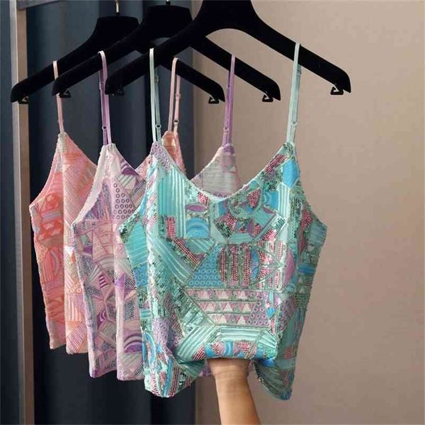 women's bohe camis summer sequined camisole femme club tanks women's embroidery sequins camis 210325, White
women's bohe camis summer sequined camisole femme club tanks women's embroidery sequins camis 210325, White