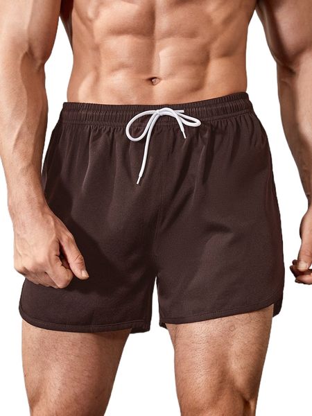 men drawstring waist sports shorts y1mu#, White;black