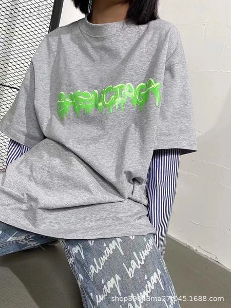 women's t-shirt designer chaopai 22ss early spring new personalized college stripe shirt sleeve design contrast color fake two long t-s, White
women's t-shirt designer chaopai 22ss early spring new personalized college stripe shirt sleeve design contrast color fake two long t-s, White