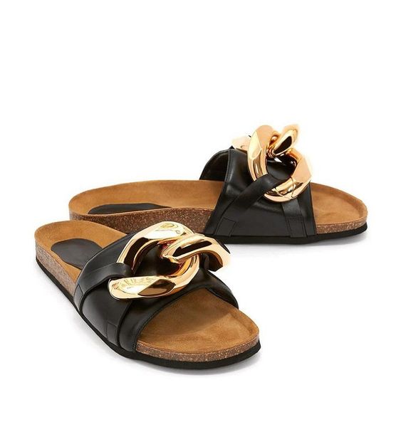 chunky golden chain embellished sandals shoes women soft leather slides flats slip on beach slippers lady walking comfort footwear, Black
chunky golden chain embellished sandals shoes women soft leather slides flats slip on beach slippers lady walking comfort footwear, Black