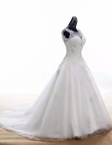 elegant sleeveless applique beading sweetheart a-line long wedding dress, White
elegant sleeveless applique beading sweetheart a-line long wedding dress, White
