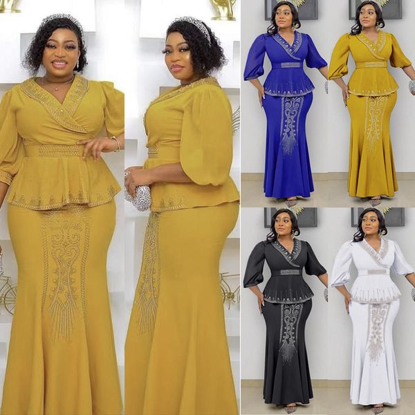 2022 african turkey plus size long dress set latest ladies elegant formal office wear dresses for women coat two piece set, White
2022 african turkey plus size long dress set latest ladies elegant formal office wear dresses for women coat two piece set, White
