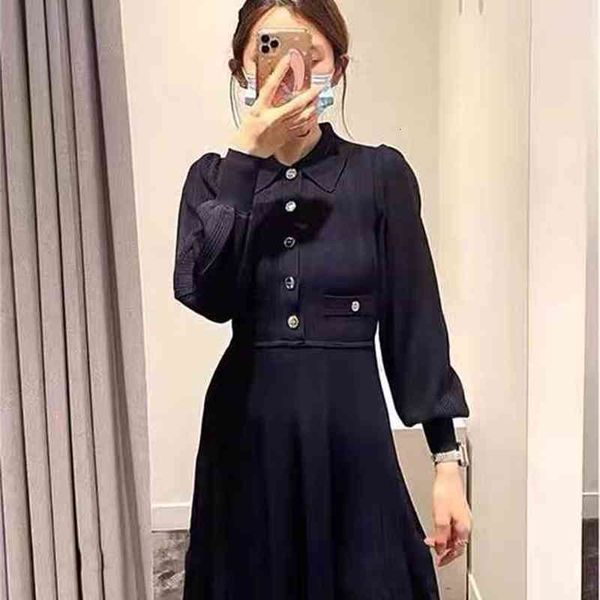 casual dresses sd early spring polo collar long sleeve waist closing single breasted solid color knitted pleated dress, Black;gray
casual dresses sd early spring polo collar long sleeve waist closing single breasted solid color knitted pleated dress, Black;gray