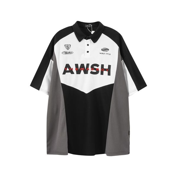 2022 summer casual button polo shirt hip hop color patchwork embroidery letter t shirt men, White;black
2022 summer casual button polo shirt hip hop color patchwork embroidery letter t shirt men, White;black