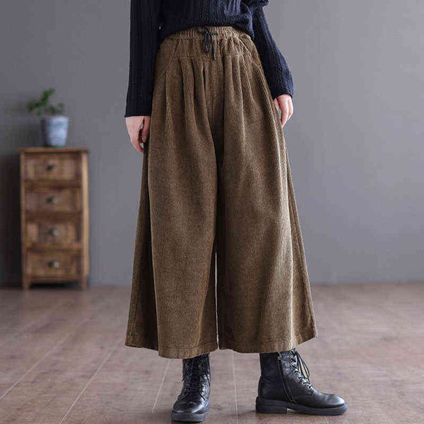 johnature women retro corduroy solid color casual pants elastic waist belt wide leg 2022 winter new trousers 221225, Black;white
johnature women retro corduroy solid color casual pants elastic waist belt wide leg 2022 winter new trousers 221225, Black;white