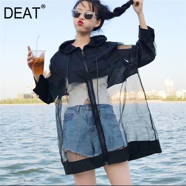 deat spring summer pattern cardiagn hooded patchwork mesh hem three quarter sleeve thin ladies fashion coat ba420 y201012, Black;brown
deat spring summer pattern cardiagn hooded patchwork mesh hem three quarter sleeve thin ladies fashion coat ba420 y201012, Black;brown