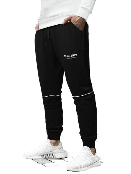 men slogan graphic drawstring waist sweatpants e8hx#, Black
men slogan graphic drawstring waist sweatpants e8hx#, Black