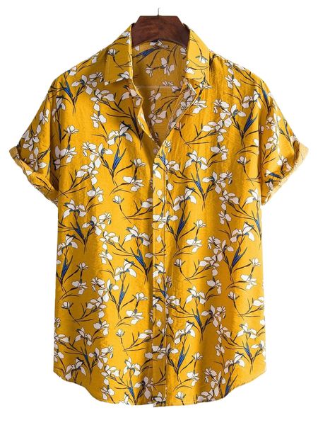 men random floral print shirt 12ca#, White;black