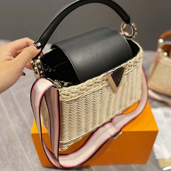 straw beach handbag crossbody bag women vegetable basket leather handle fashion letter gold hardware summer sunshine tote bags
straw beach handbag crossbody bag women vegetable basket leather handle fashion letter gold hardware summer sunshine tote bags