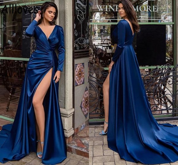 v neck elegant satin arabic aso ebi evening dresses with long sleeves royall blue a line high split formal wear sweep train backless prom pa, Black;red
v neck elegant satin arabic aso ebi evening dresses with long sleeves royall blue a line high split formal wear sweep train backless prom pa, Black;red