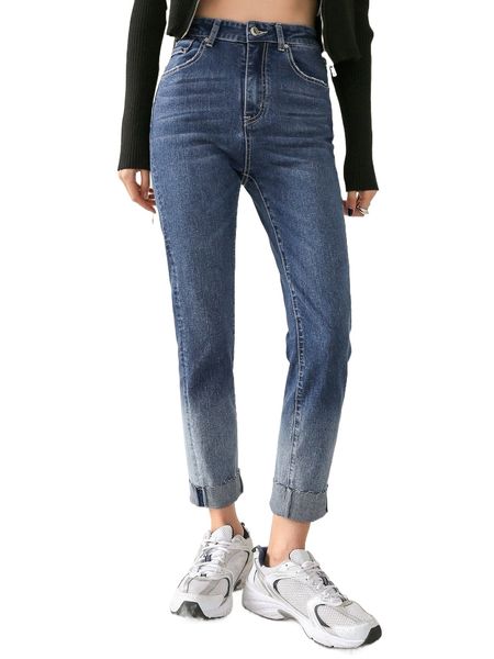 dazy high waist cat whisker roll up hem jeans q5rg#, Blue