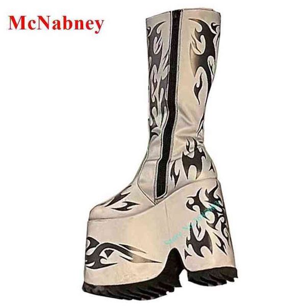 platform chunky high heel women's boots mid calf printed side zipper height increasing boots women shoes spring party dress boot 220514, Black
platform chunky high heel women's boots mid calf printed side zipper height increasing boots women shoes spring party dress boot 220514, Black