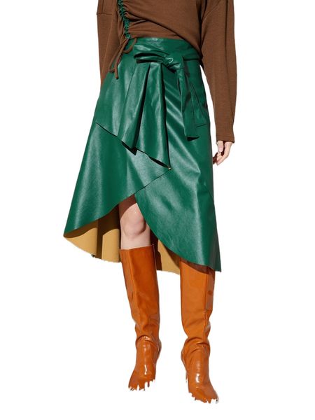 x lynn abdul al high waist wrap ruffle patent skirt 88xf#, Black 
x lynn abdul al high waist wrap ruffle patent skirt 88xf#, Black