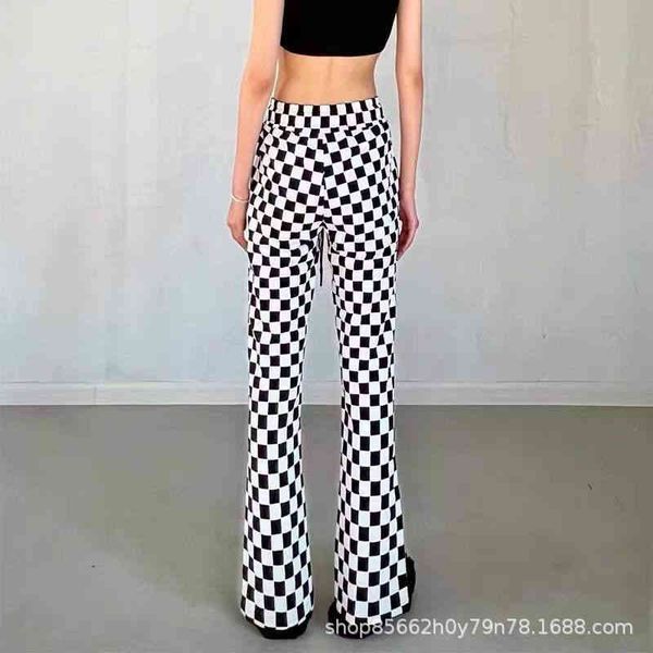 high-quality women's clothing independent designer brand pants weldone chess and card checkered cross drawstring elastic high waist wom, Black;white
high-quality women's clothing independent designer brand pants weldone chess and card checkered cross drawstring elastic high waist wom, Black;white