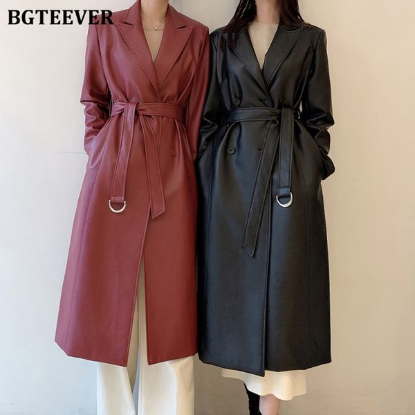 stylish notched collar pu trench coats women full sleeve double breasted belted long female pu leather jackets 2021, Tan;black
stylish notched collar pu trench coats women full sleeve double breasted belted long female pu leather jackets 2021, Tan;black