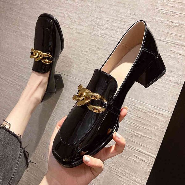 dress shoes leather one foot women's middle heel spring and summer bright leather lefu shoes soft square head thick small single, Black
dress shoes leather one foot women's middle heel spring and summer bright leather lefu shoes soft square head thick small single, Black