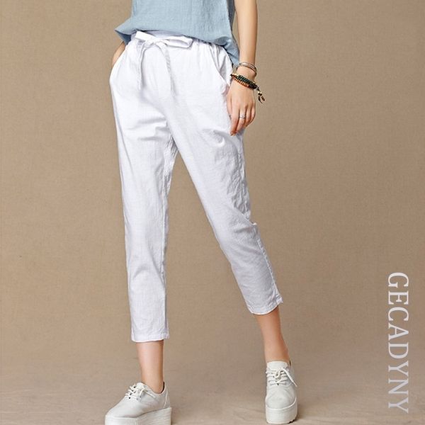 summer womens casual pants s fashion cotton linen crops pants elastic waist harem pants trousers size 4xl y200418, Black;white
summer womens casual pants s fashion cotton linen crops pants elastic waist harem pants trousers size 4xl y200418, Black;white