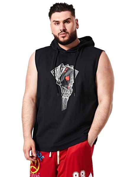 extended sizes men skeleton hand & playing cards print hooded neck tank r8cf#, White;black
extended sizes men skeleton hand & playing cards print hooded neck tank r8cf#, White;black