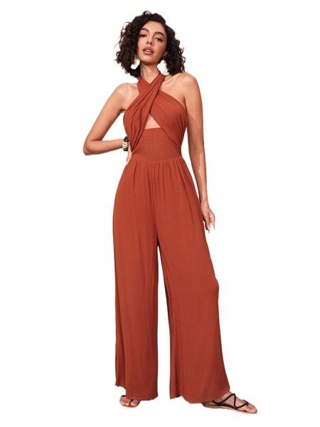 halter neck backless wide leg jumpsuit e18k#, Black;white
halter neck backless wide leg jumpsuit e18k#, Black;white
