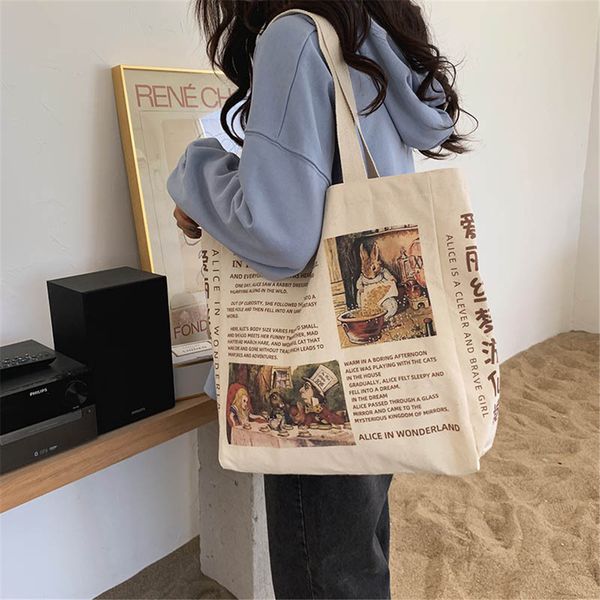 1pc women canvas shoulder bag alice in wonderland shopping bags students book bag cotton cloth handbags tote for girls new 2022
1pc women canvas shoulder bag alice in wonderland shopping bags students book bag cotton cloth handbags tote for girls new 2022