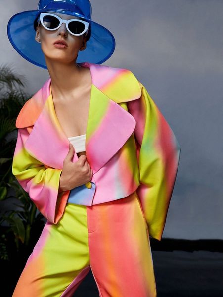 x elisa arienti ombre waterfall collar button front blazer l8f3#, White
x elisa arienti ombre waterfall collar button front blazer l8f3#, White