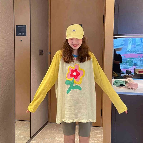 women's t-shirt lu xufa east gate physical store small flower yellow raglan sleeve long sunscreen t-shirt, White
women's t-shirt lu xufa east gate physical store small flower yellow raglan sleeve long sunscreen t-shirt, White