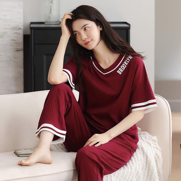 young girl sleepwear sets leisure clothes summer thin short sleeved women pajamas fashion solid pyjamas lovely home clothing, Black;red
young girl sleepwear sets leisure clothes summer thin short sleeved women pajamas fashion solid pyjamas lovely home clothing, Black;red