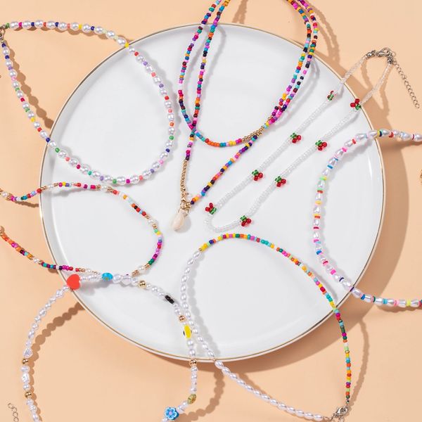 bohemia handmade rainbow seed beads simple choker necklace women's fashion wild sweet colorful shell collar jewelry gifts, Silver
bohemia handmade rainbow seed beads simple choker necklace women's fashion wild sweet colorful shell collar jewelry gifts, Silver