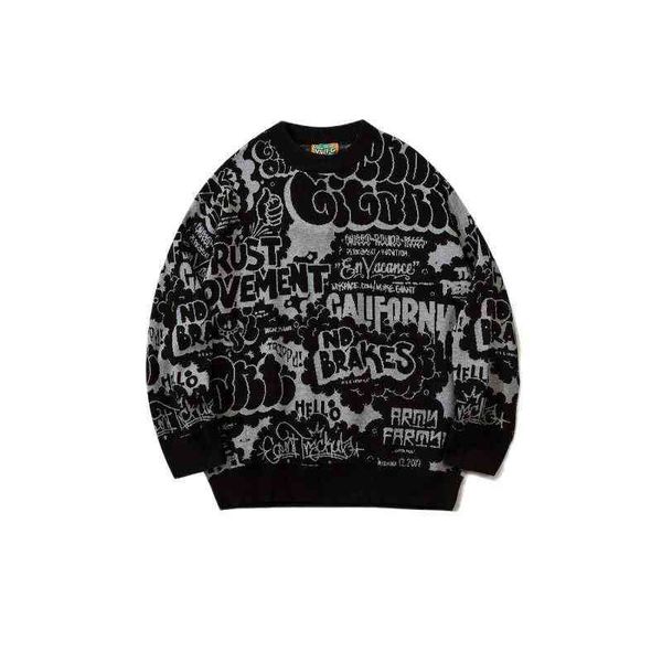 letter graffiti 2021 full print black knitted sweater men harajuku hip hop knitwear couples pullovers korean clothes pull homme t220730, White;black
letter graffiti 2021 full print black knitted sweater men harajuku hip hop knitwear couples pullovers korean clothes pull homme t220730, White;black