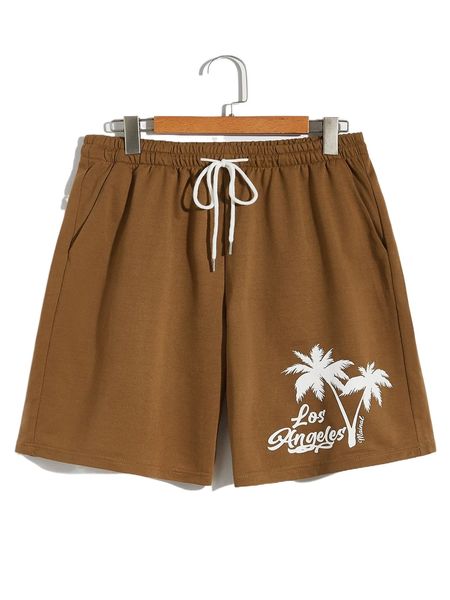 romwe guys letter tropical graphic drawstring shorts t8pd#, White;black