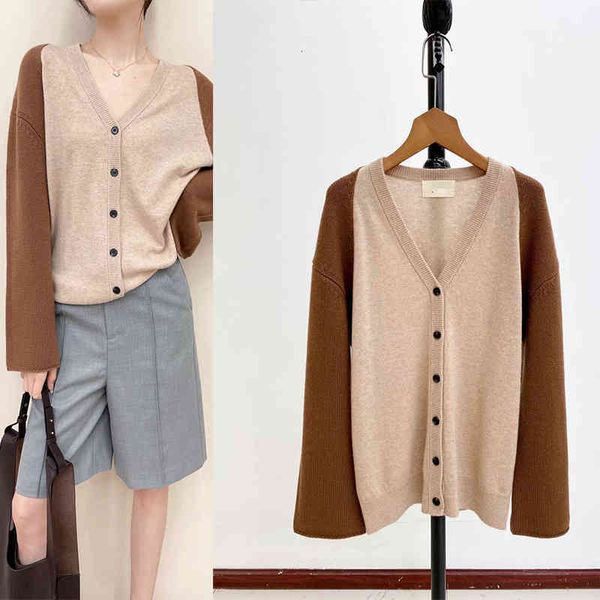 women's knits tees cashmere 100 knitted contrast cardigan single row button v-neck long sleeved cashmere sweater women's yuan, White
women's knits tees cashmere 100 knitted contrast cardigan single row button v-neck long sleeved cashmere sweater women's yuan, White