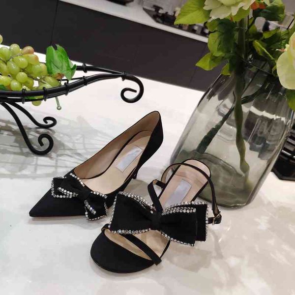 sandals fashionable women's silk summer shoes bow sandals high heels pointy series, Black
sandals fashionable women's silk summer shoes bow sandals high heels pointy series, Black