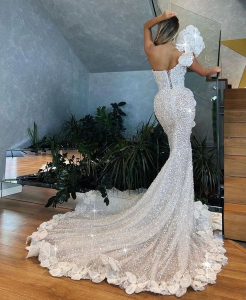 luxurious mermaid wedding dresses one shoulder v neck sleeveless appliques sequins beads sweep train lace illusion custom made bridal dresse, White
luxurious mermaid wedding dresses one shoulder v neck sleeveless appliques sequins beads sweep train lace illusion custom made bridal dresse, White