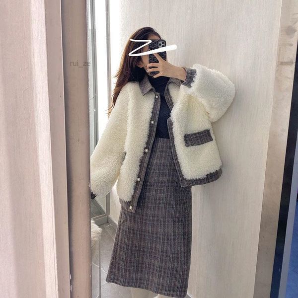 & women's fur faux women winter coat lambskin button fake fluffy jacket plush two-piece suit kawaii plaid outerwear harajuku, Black
& women's fur faux women winter coat lambskin button fake fluffy jacket plush two-piece suit kawaii plaid outerwear harajuku, Black