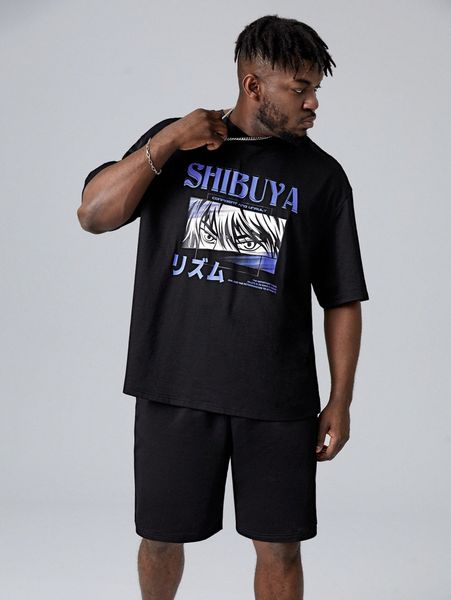 extended sizes men japanese letter & cartoon graphic tee and shorts set j6p9#, Gray
extended sizes men japanese letter & cartoon graphic tee and shorts set j6p9#, Gray