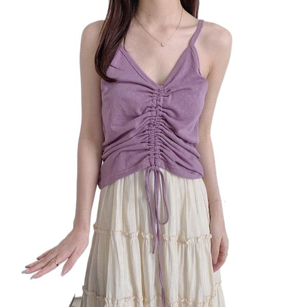 women's tanks & camis drawstring strap halter female short vest 2021 summer v-neck korean version slim tank 73gj#, White
women's tanks & camis drawstring strap halter female short vest 2021 summer v-neck korean version slim tank 73gj#, White