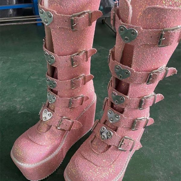 brand design big size 43 black gothic style cool punk motorcycles female platform wedges high heels calf boots women shoes 220815
brand design big size 43 black gothic style cool punk motorcycles female platform wedges high heels calf boots women shoes 220815