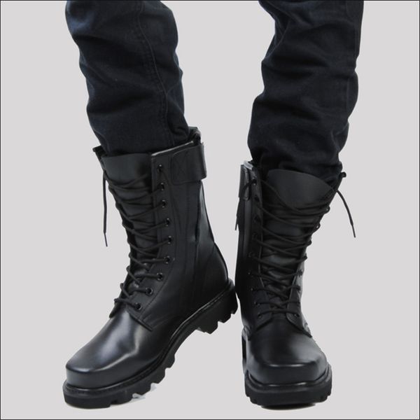 male genuine leather boots plus size combat and steel head strong high tooling shoes, Black
male genuine leather boots plus size combat and steel head strong high tooling shoes, Black